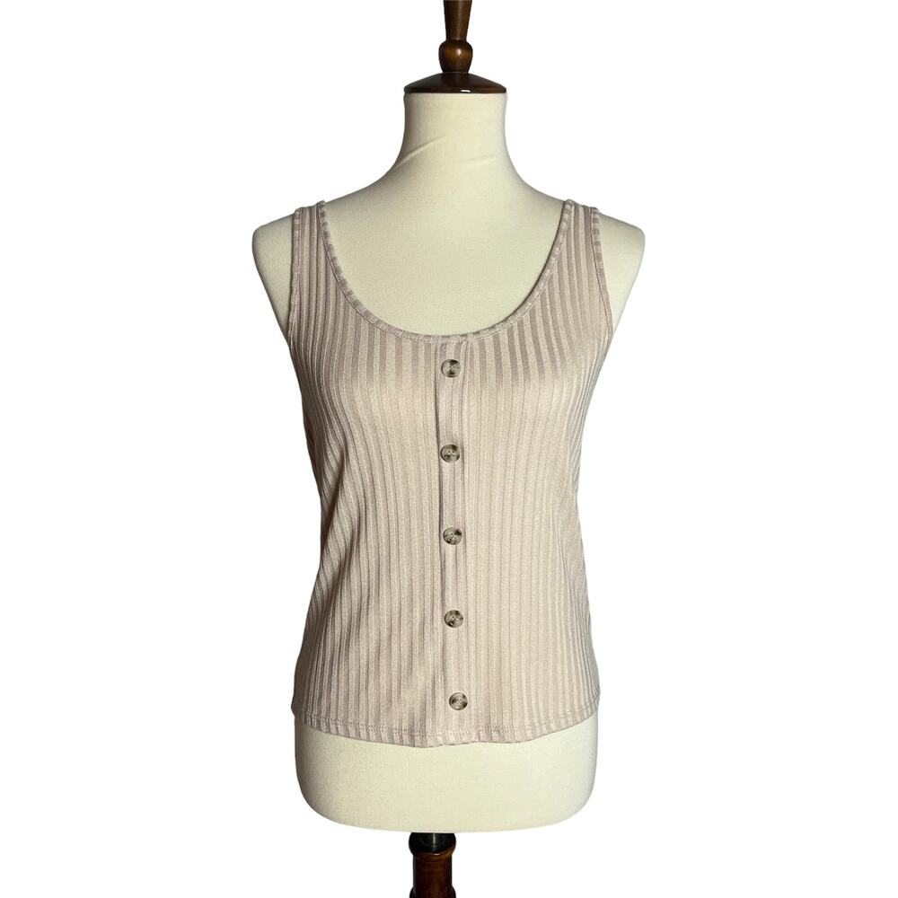 Tan Tank Top with Buttons